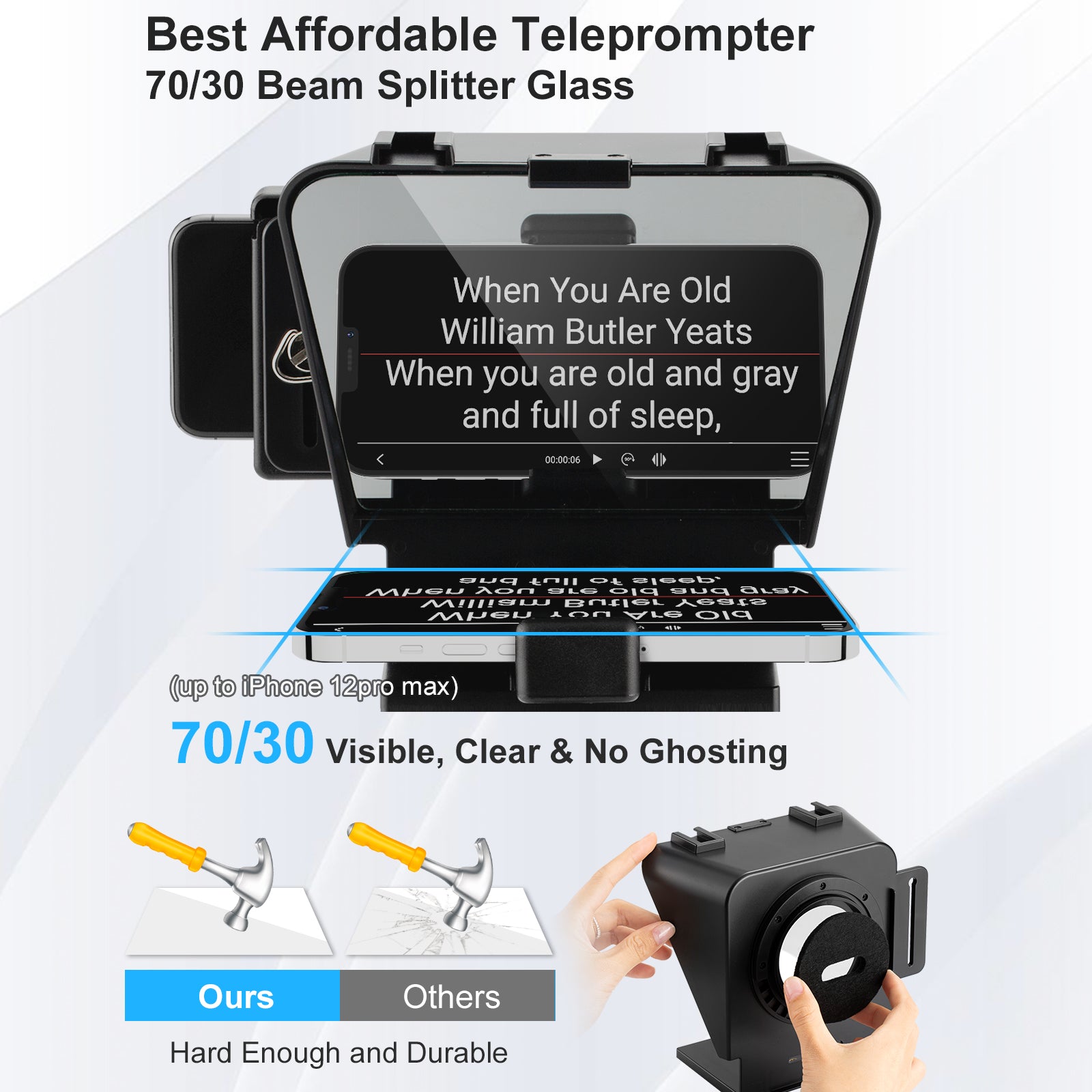 Moman MTRX best budget iphone teleprompter kit with 70/30 visible glass