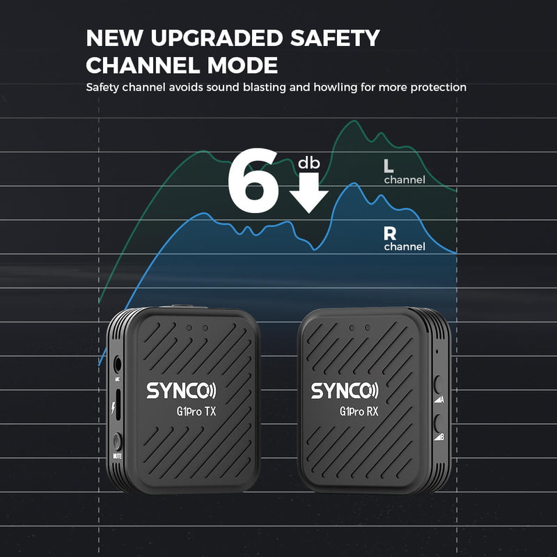 SYNCO G1 Pro is equipped with the new upgraded safety channel mode. It can avoid the sound blasting and howling.