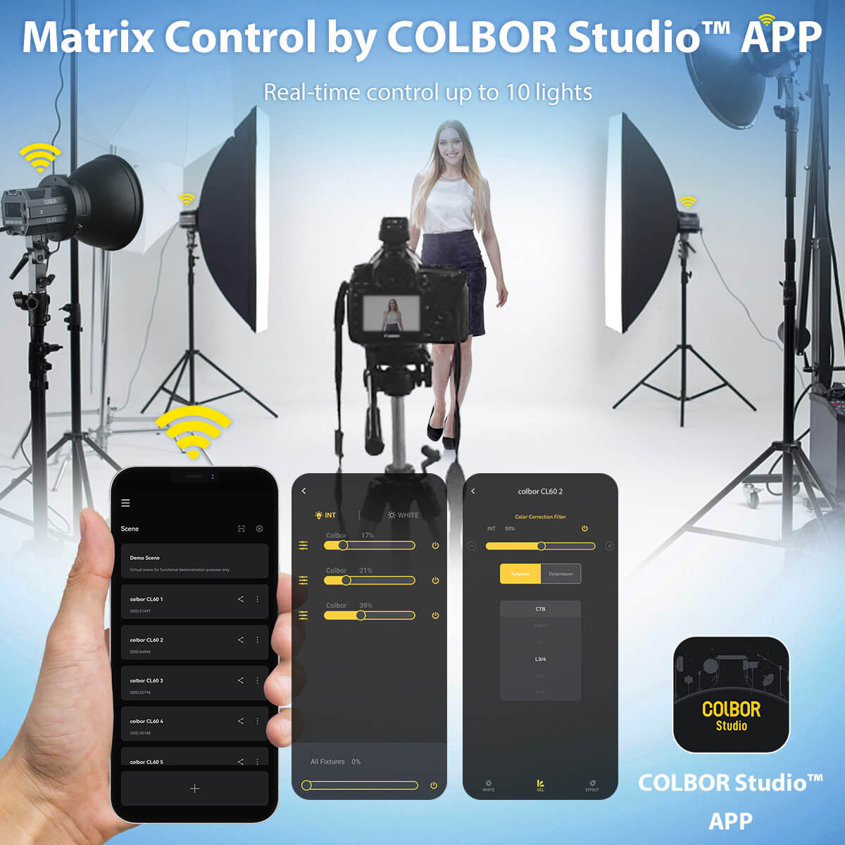 Users can enhance the control over COLBOR CL60M using the free COLBOR studio light app on their smartphones