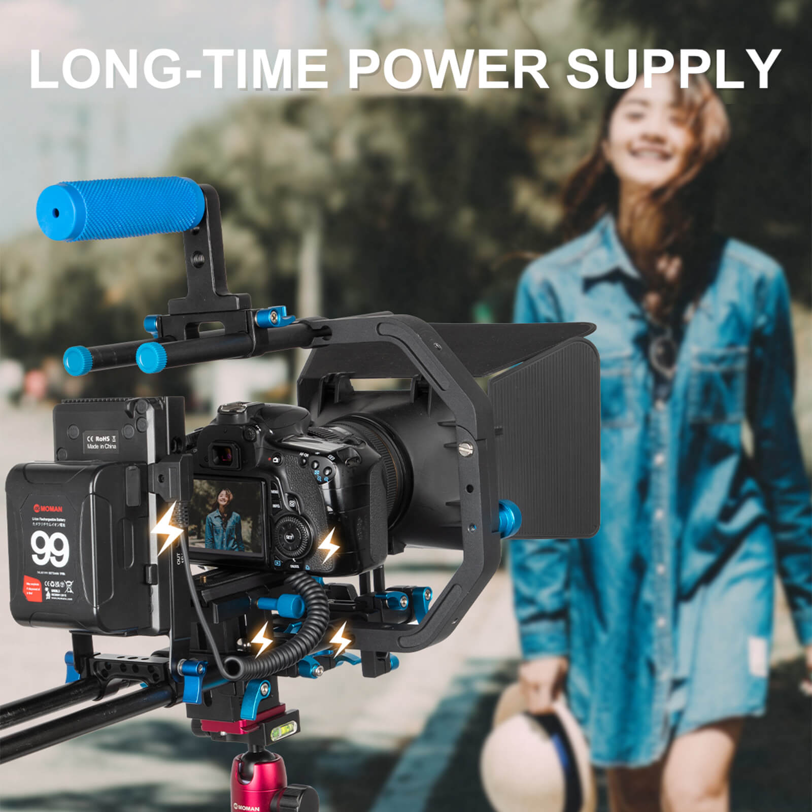 Moman DE6 offers a long-time power supply for outdoor shooting