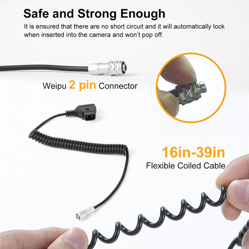 Gimpro BMPCC blackmagic pocket d tap cable  has a Weipu 2 pin connector and can flexibly extend to max. 39 inches