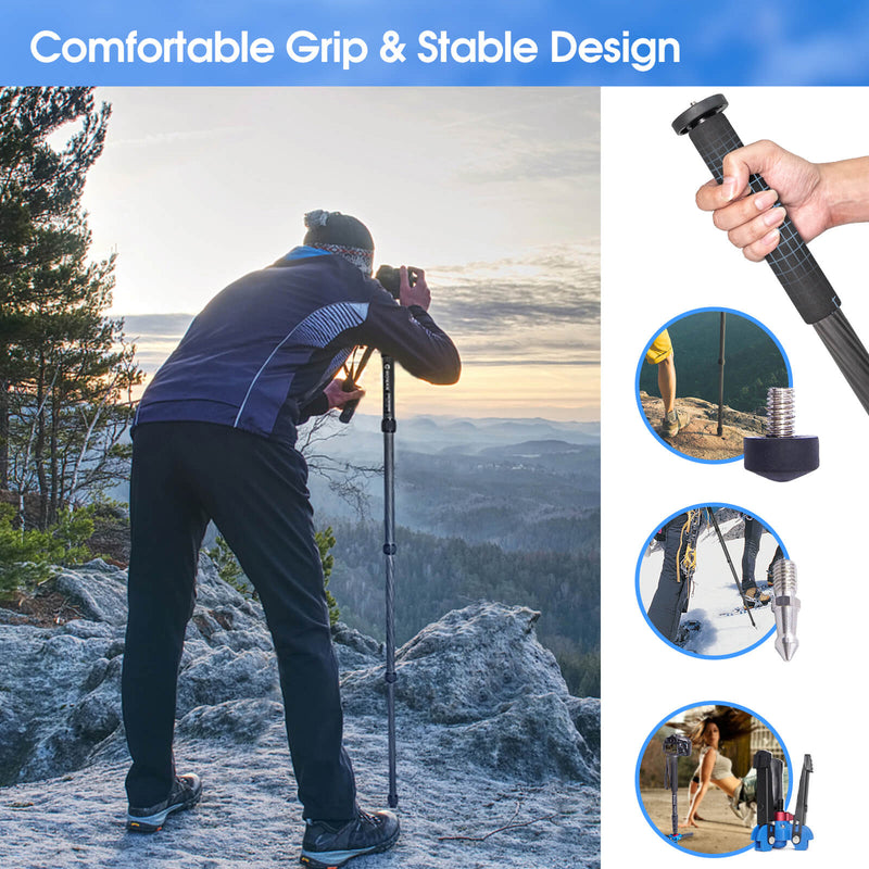 Moman C65 monopod with comfortable grip and stable design, is ideal for field photography