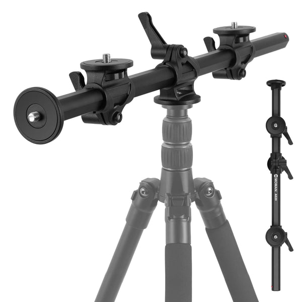 Moman A620 horizontal tripod arm features a 3/8" mounting seat as well as a center column knob