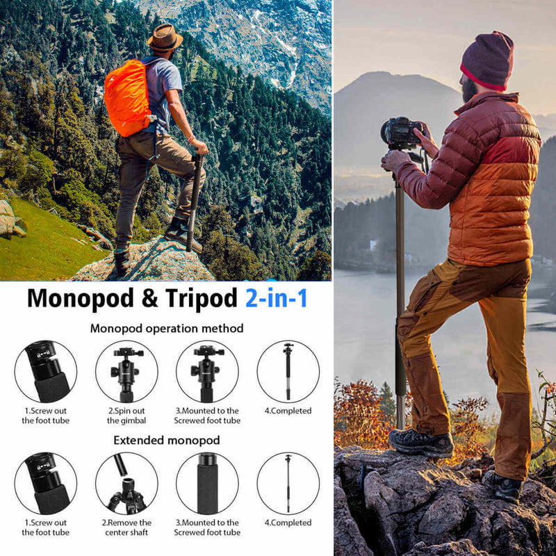 Moman CA70 is flexible for photography because of its monopod & tripod 2-in-1 design