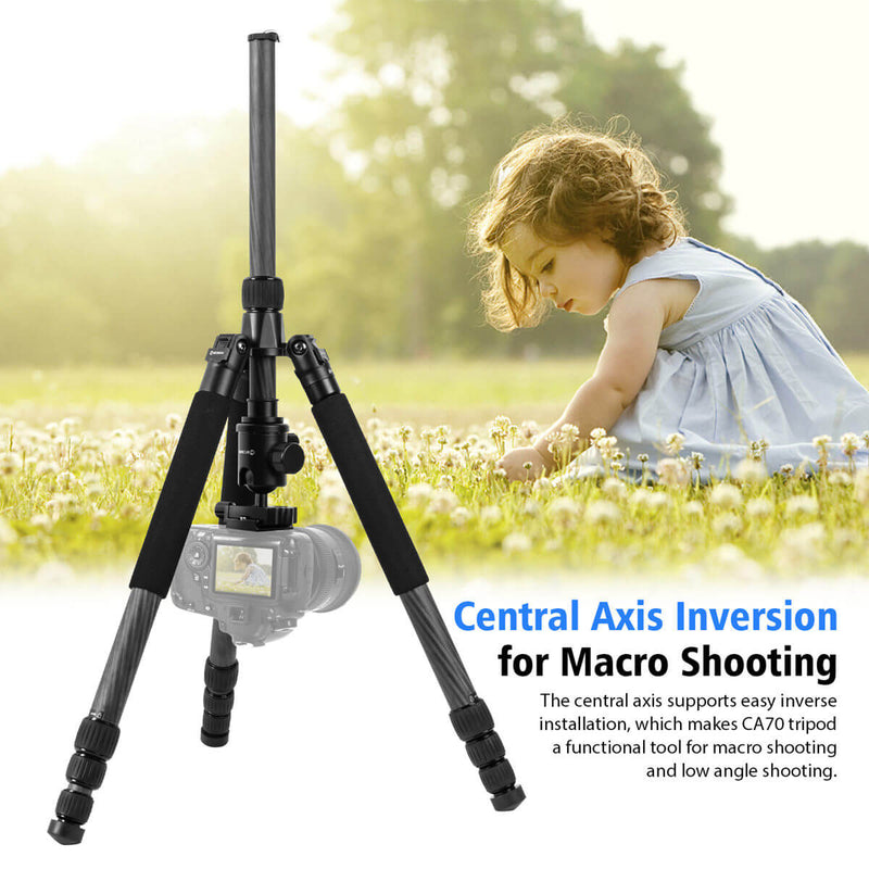 The central axis of Moman CA70 supports easy inverse installation, which makes it suitable for macro & low angle shooting