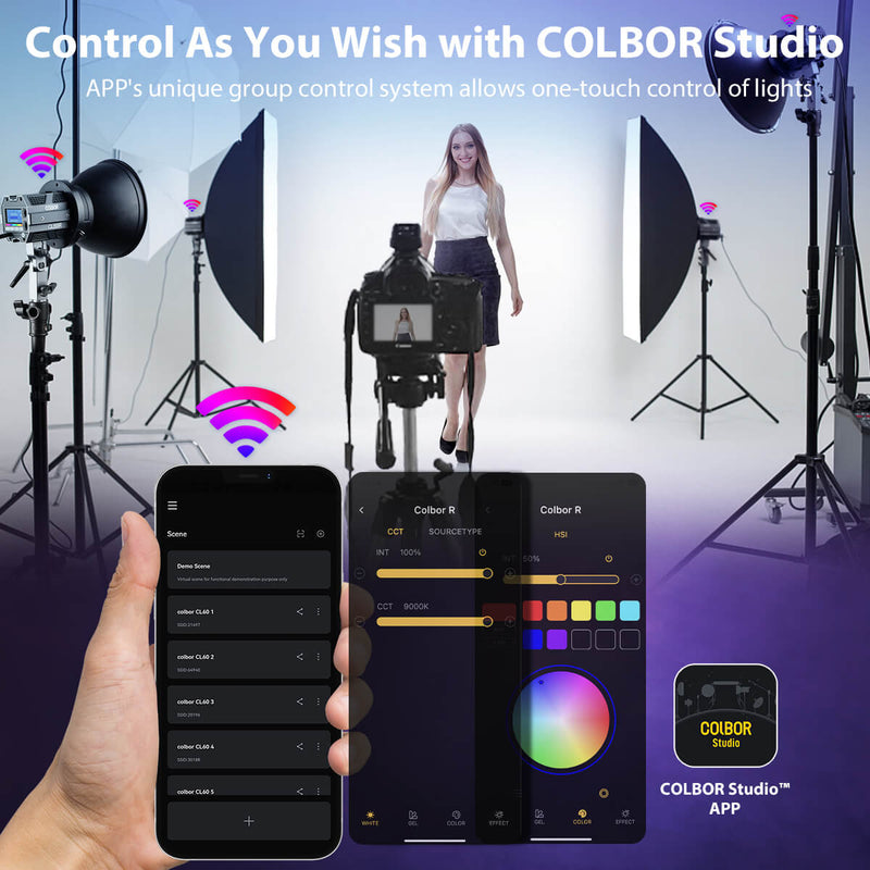The COLBOR CL60R is compatible with the COLBOR Studio App so that remote control and grouping control are both available. 