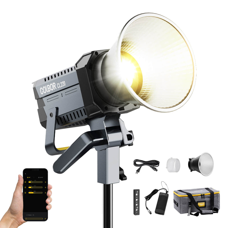 COLBOR CL220 lighting for outdoor video shoot Standard Version is packed with a reflector, and carrying bag compared to the Lite one