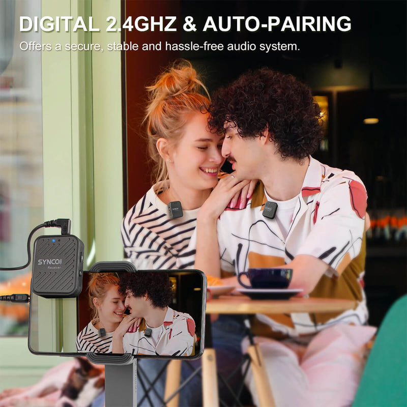 SYNCO G1(A2) with a frequency spectrum of 2.4GHz, offers the auto-matching function