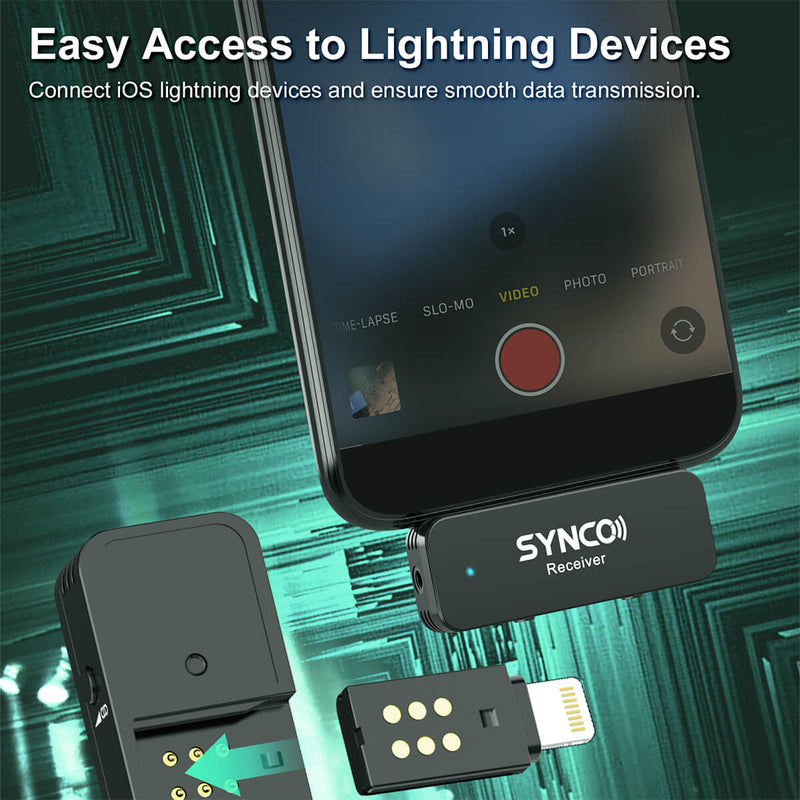 IOS wireless microphone SYNCO G1L ensures easy connection to IOS lightning devices
