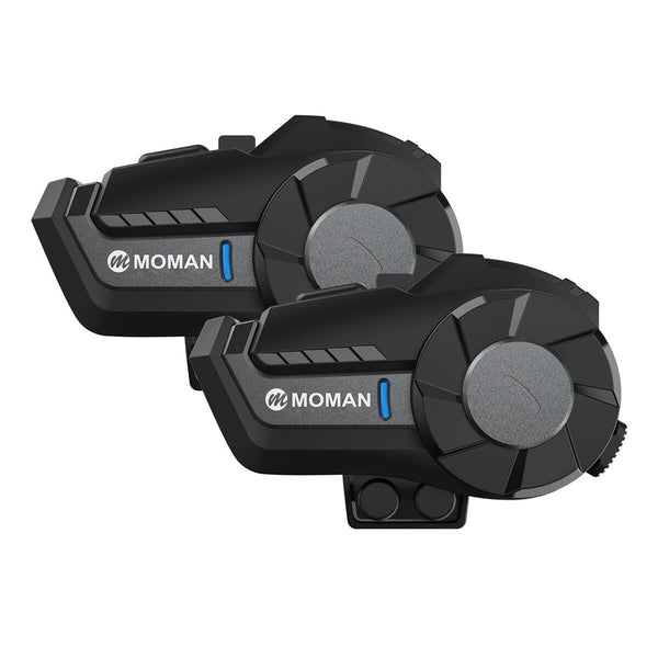 Moman H2 Bluetooth communicator for motorcycles of Black, 2-rider kit, applys to mountain biking, skiing and other sports
