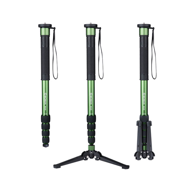 Moman MA66 is a standing monopod which has a tripod base packed with it. It's made of carbon fiber, being strong yet compact.