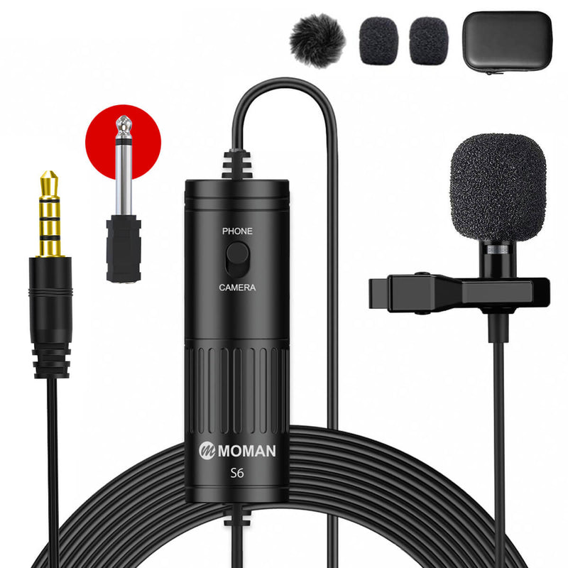 Moman S6 wired lapel microphone has a 6-meter cable for long distance stable audio recording, presenting original rich sound