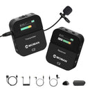 Wireless microphone for video recording Moman C2 features an TFT screen, a 40m LOS transmission, a wide compatibility, etc.