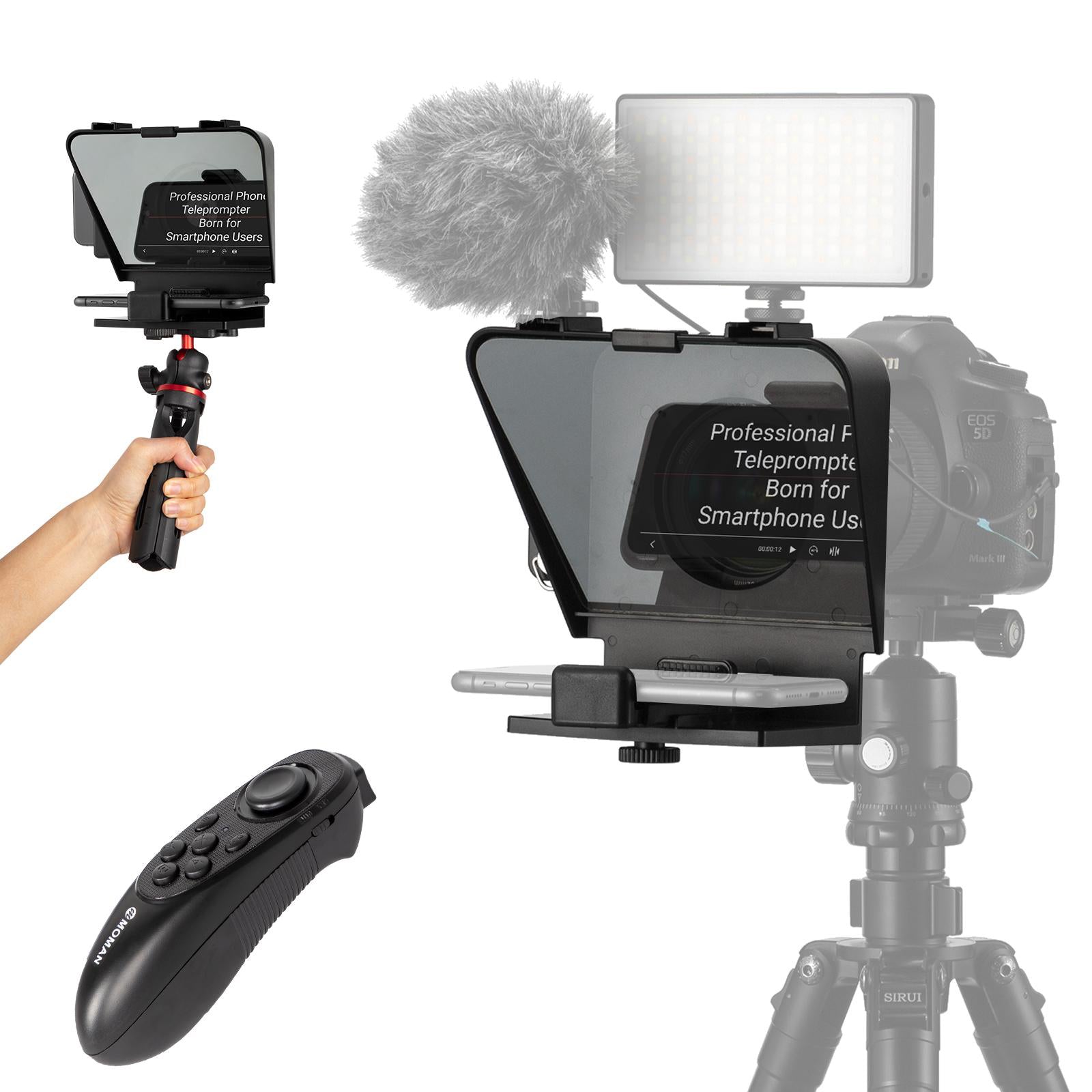 Smartphone teleprompter Moman MT1 achieves excellent light reflection and transmittance, being ideal for mobile shooting