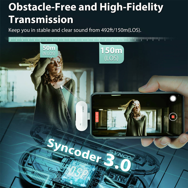 Beneficial for Syncoder 3.0, SYNCO P1L can keep you in stable and clear sound through barrier-free and high fidelity transmission