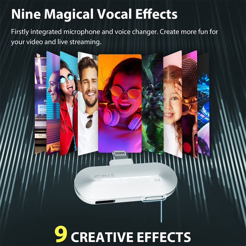 SYNCO P1L provides nine creative voice effects for your amazing live streaming, vlogging or video shooting