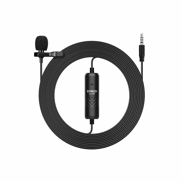 Wired lavalier microphone SYNCO S6E is equipped with an omnidirectional polar pattern and a high-sensitivity condenser mic head