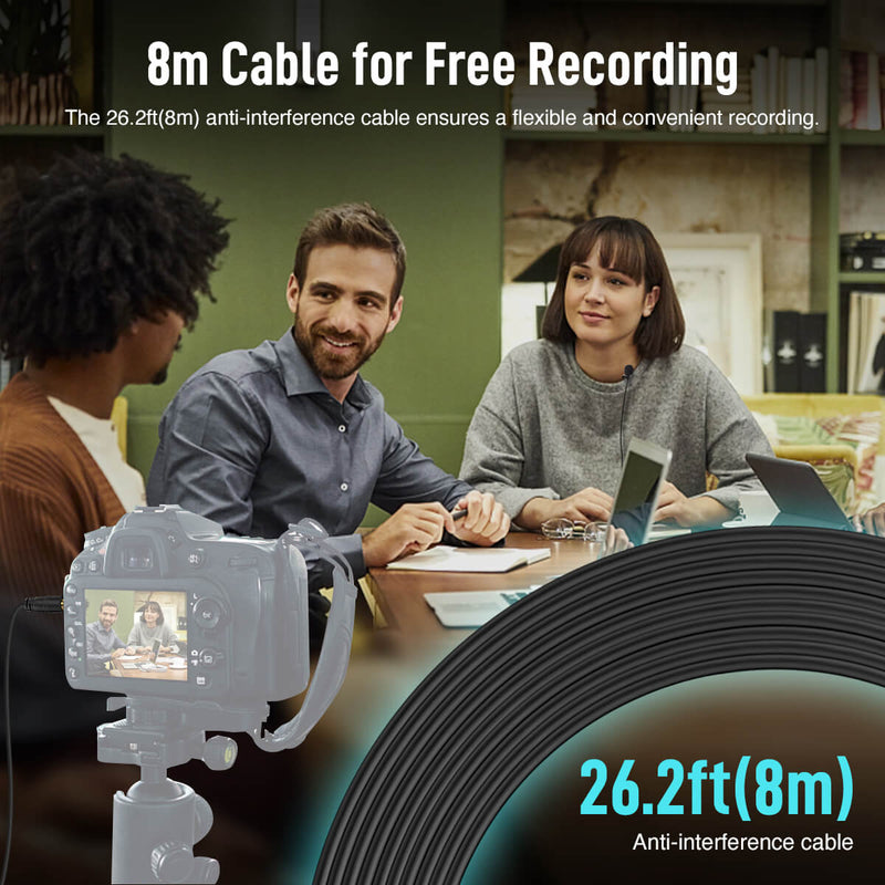 SYNCO S8 is able to record freely via the 8m anti-interference cable