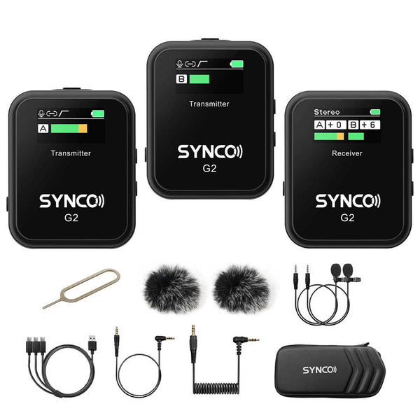 Best digital wireless microphone SYNCO G2(A2) black with clear TFT screens for visually displays and diverse usages