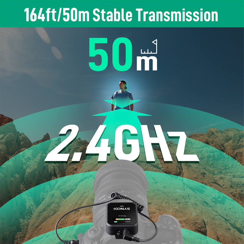 SYNCO G2(A1) transmits stable signals within the range of 164ft/50m