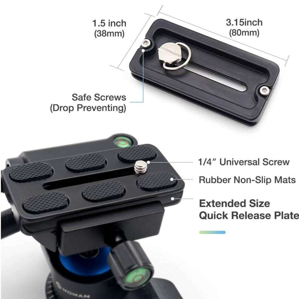 Moman VH40 is in a compact size of 1.5inch*3.5inch with rubber non-slip mats, portable for outdoor photography
