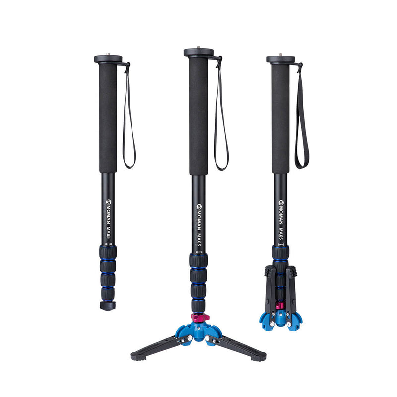 Moman MA65 Blue camera monopod as hiking staff is lighweight and extendable, which can be prolonged to max 165cm