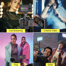 Moman ML8A-RC on-camera rgb led light is suitable for recording creative videos, taking selfies with friends, etc.